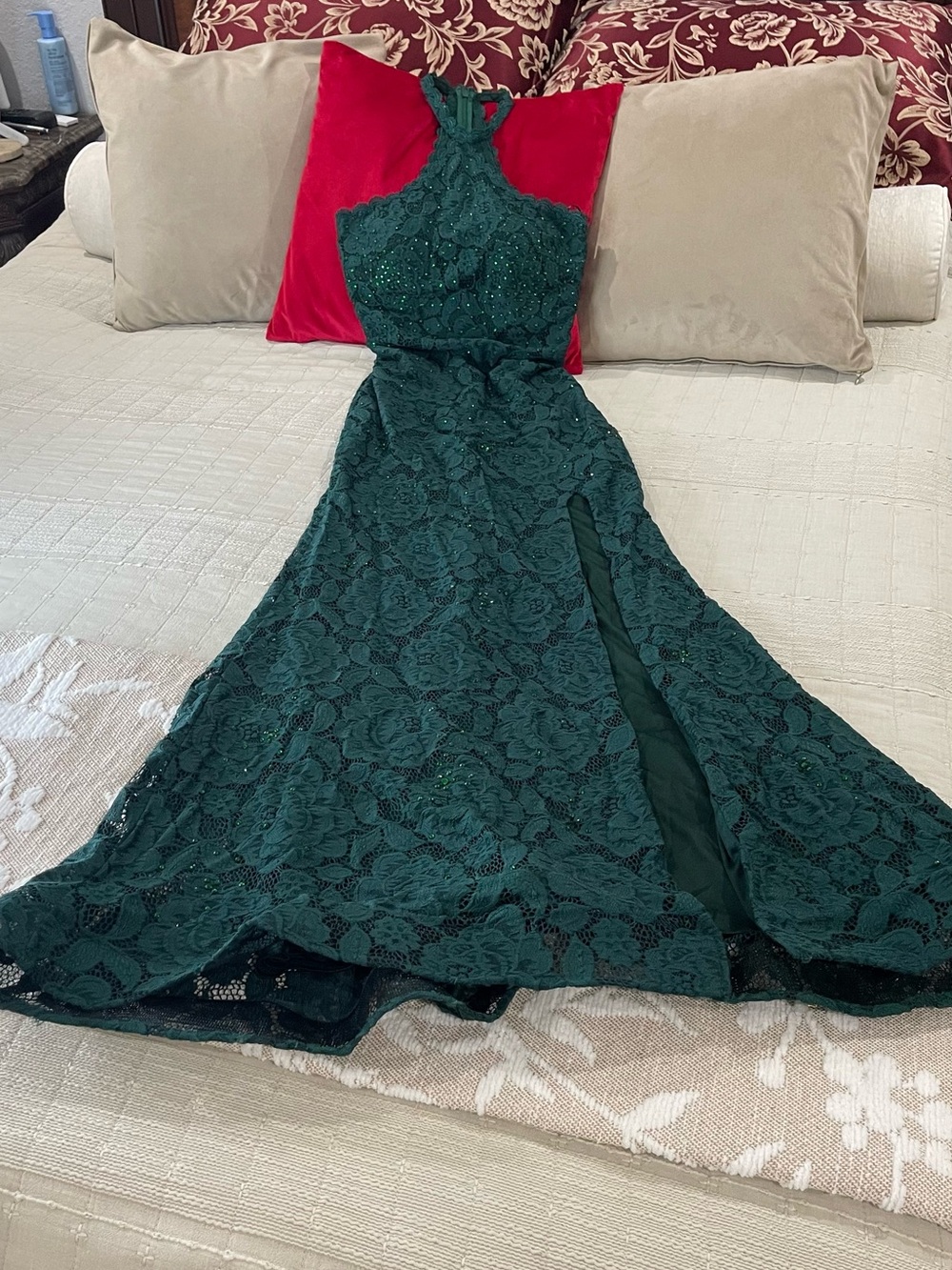 Betsy & Adam Deep Green Evening Dress - Picture 3 of 16